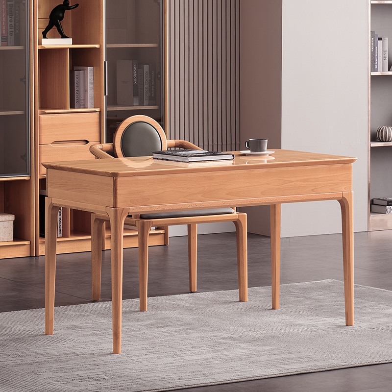 梦星魂尚木榉木全实木书桌简约学习电脑办公桌写字台 A221书桌（原木色）